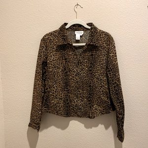 Coldwater Creek leopard print long sleeve blouse